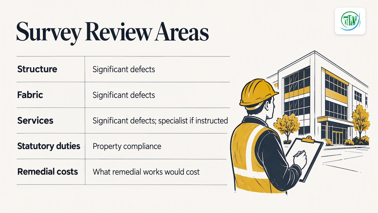 Five areas covered in a commercial condition survey