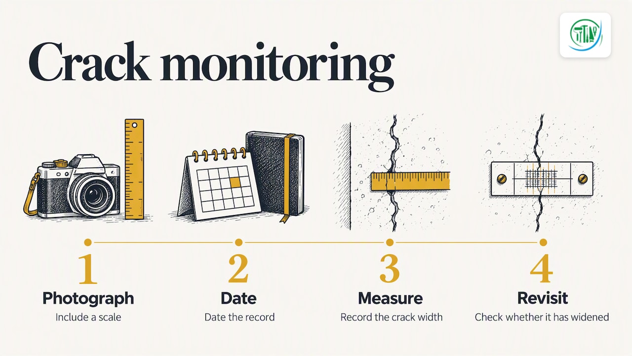 Steps for recording and monitoring a wall crack