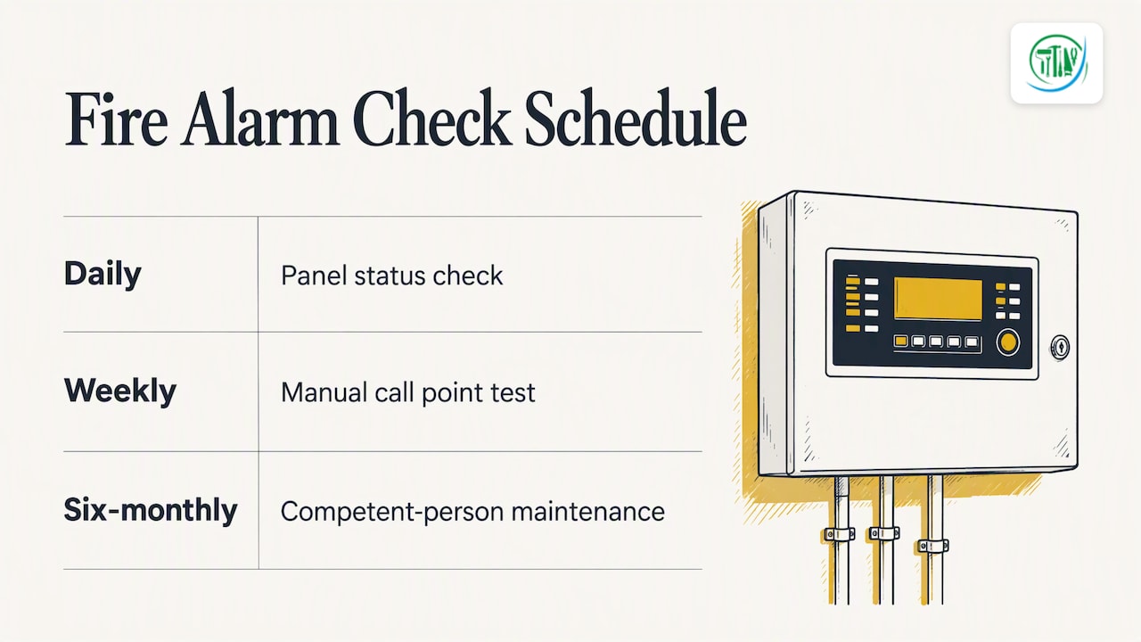 Daily, weekly and six-monthly fire alarm checks